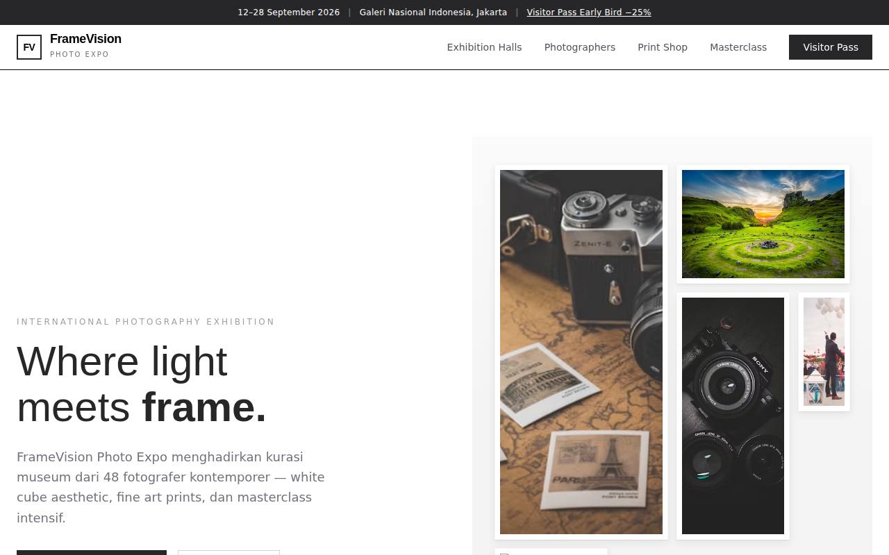 Template Website Pameran Fotografi - FrameVision Photo Expo