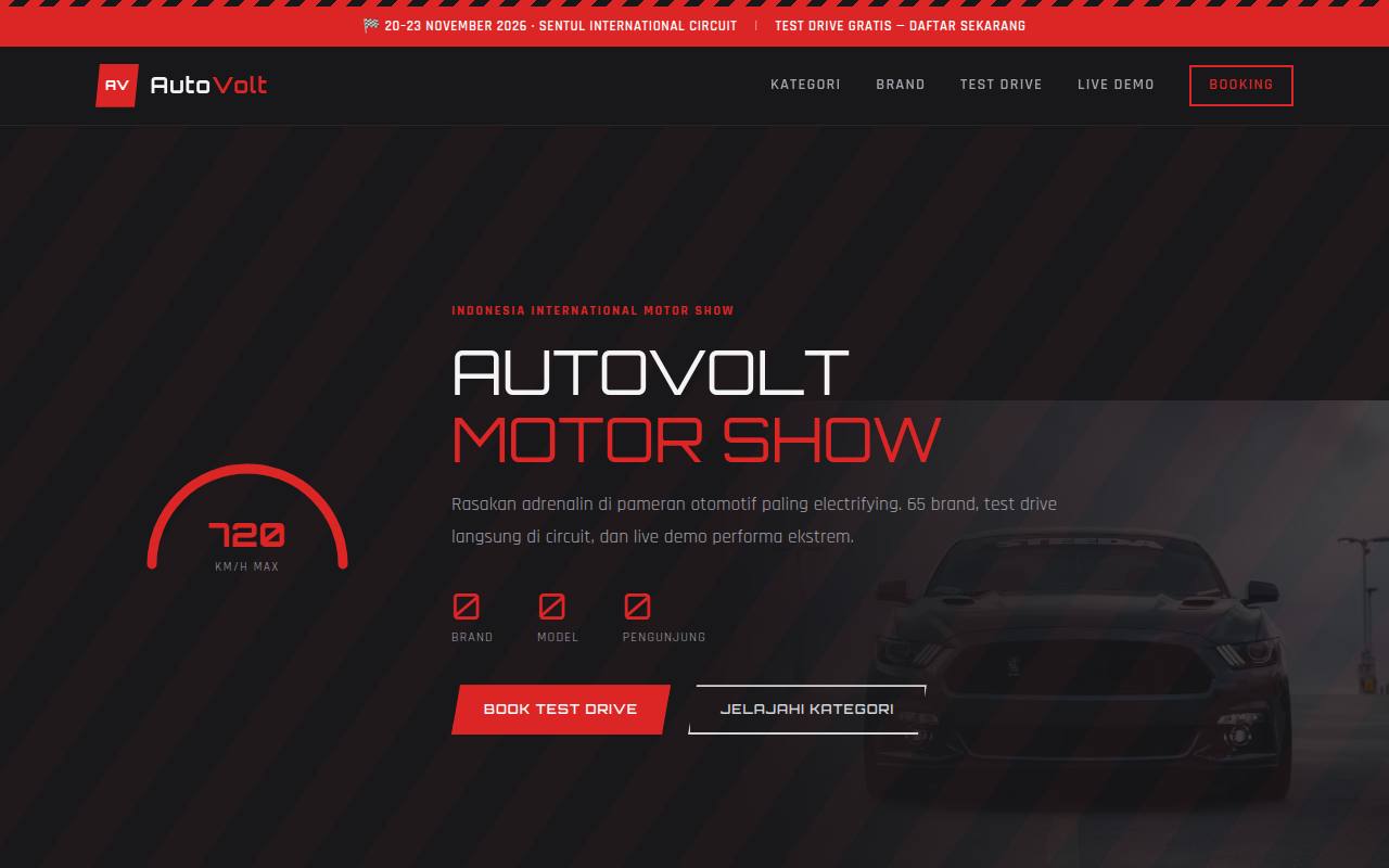 Template Website Pameran Otomotif - AutoVolt Motor Show 2026
