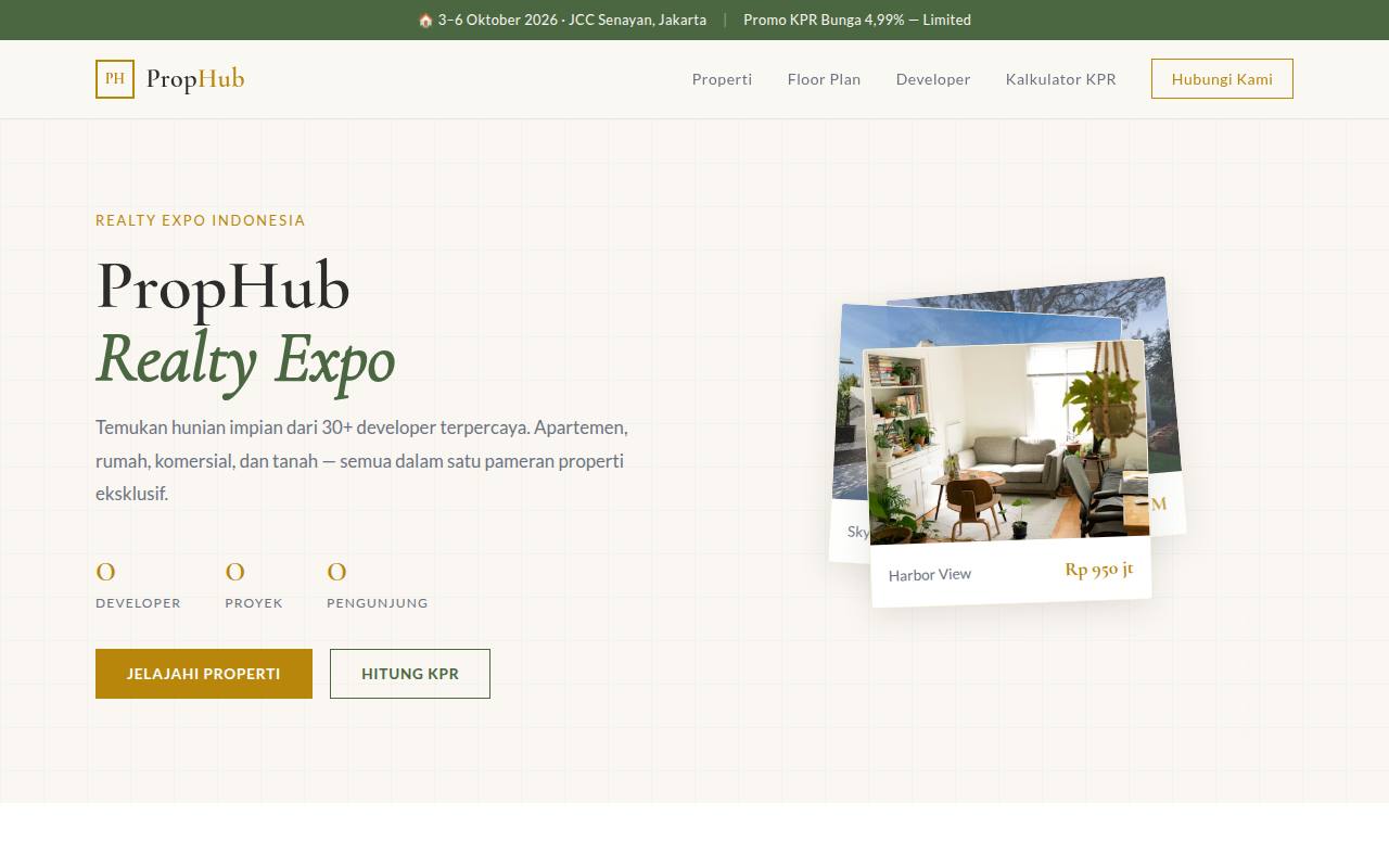 Template Website Pameran Properti - PropHub Realty Expo 2026