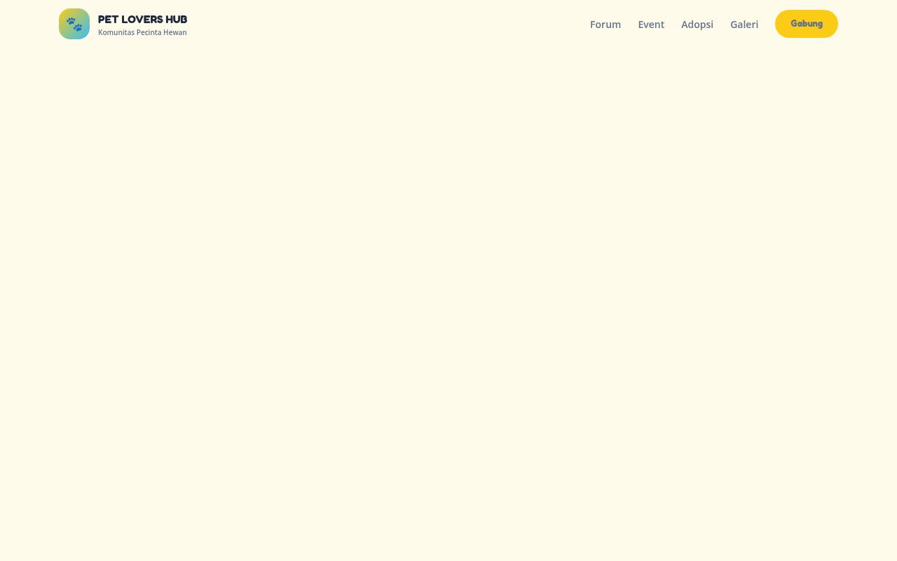 Template Website Pecinta Hewan (Pet Community) - PET LOVERS HUB