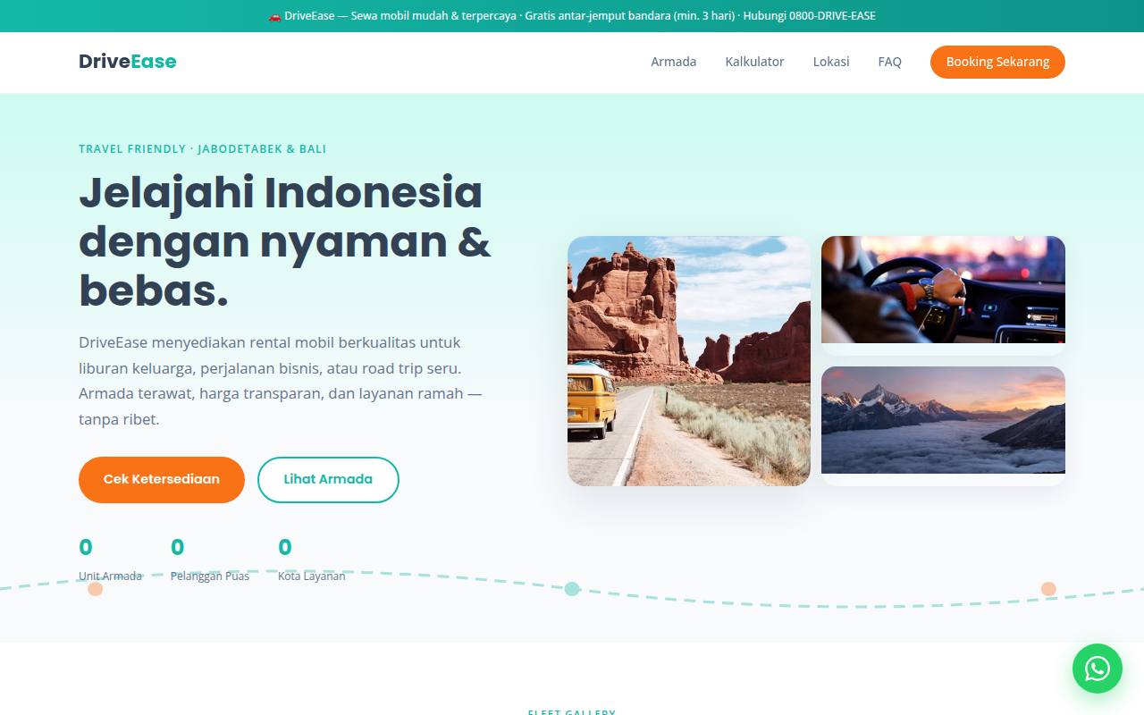 Template Website Penyewaan Mobil - DriveEase Car Rental