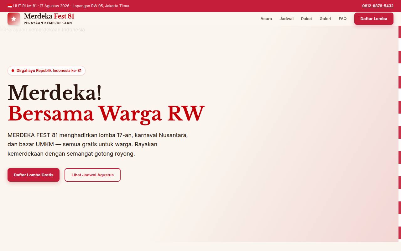 Template Website Perayaan Kemerdekaan - MERDEKA FEST 81