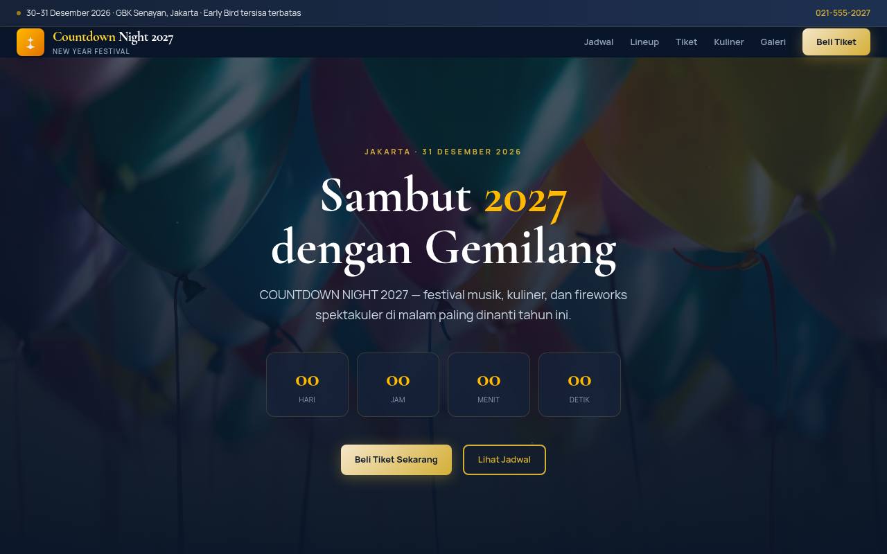Template Website Perayaan Tahun Baru - COUNTDOWN NIGHT 2027