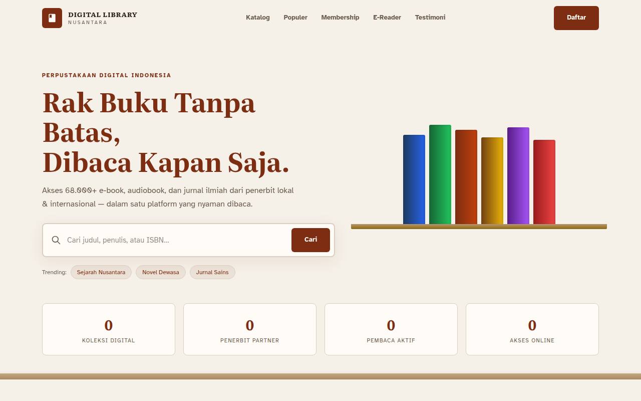 Template Website Perpustakaan Digital - DIGITAL LIBRARY NUSANTARA