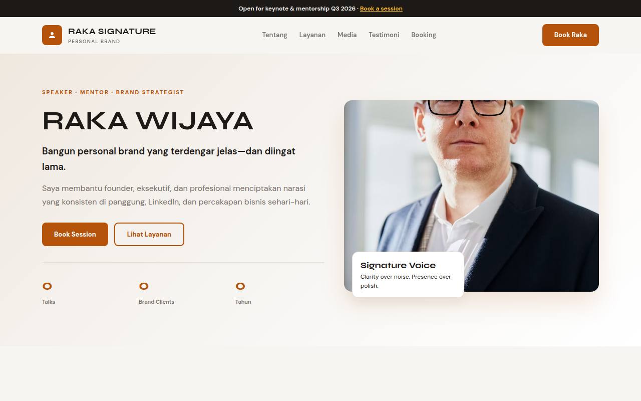 Template Website Personal Branding - RAKA SIGNATURE