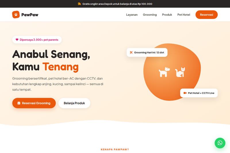 Template Website Petshop - PawPaw