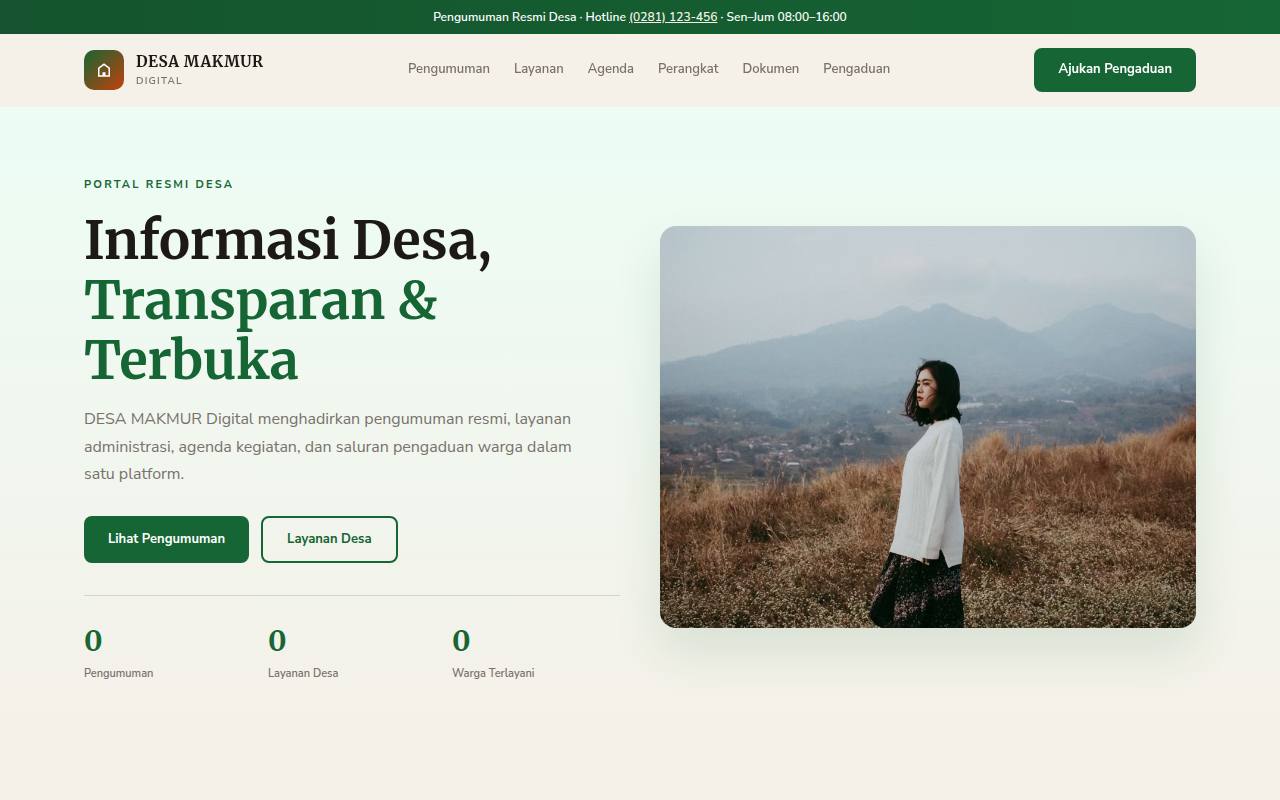 Template Website Portal Pengumuman Desa - DESA MAKMUR Digital