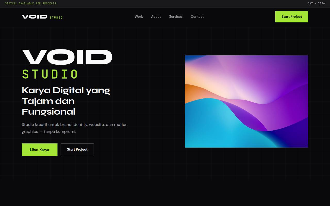 Template Website Dark Neon Portfolio - VOID STUDIO
