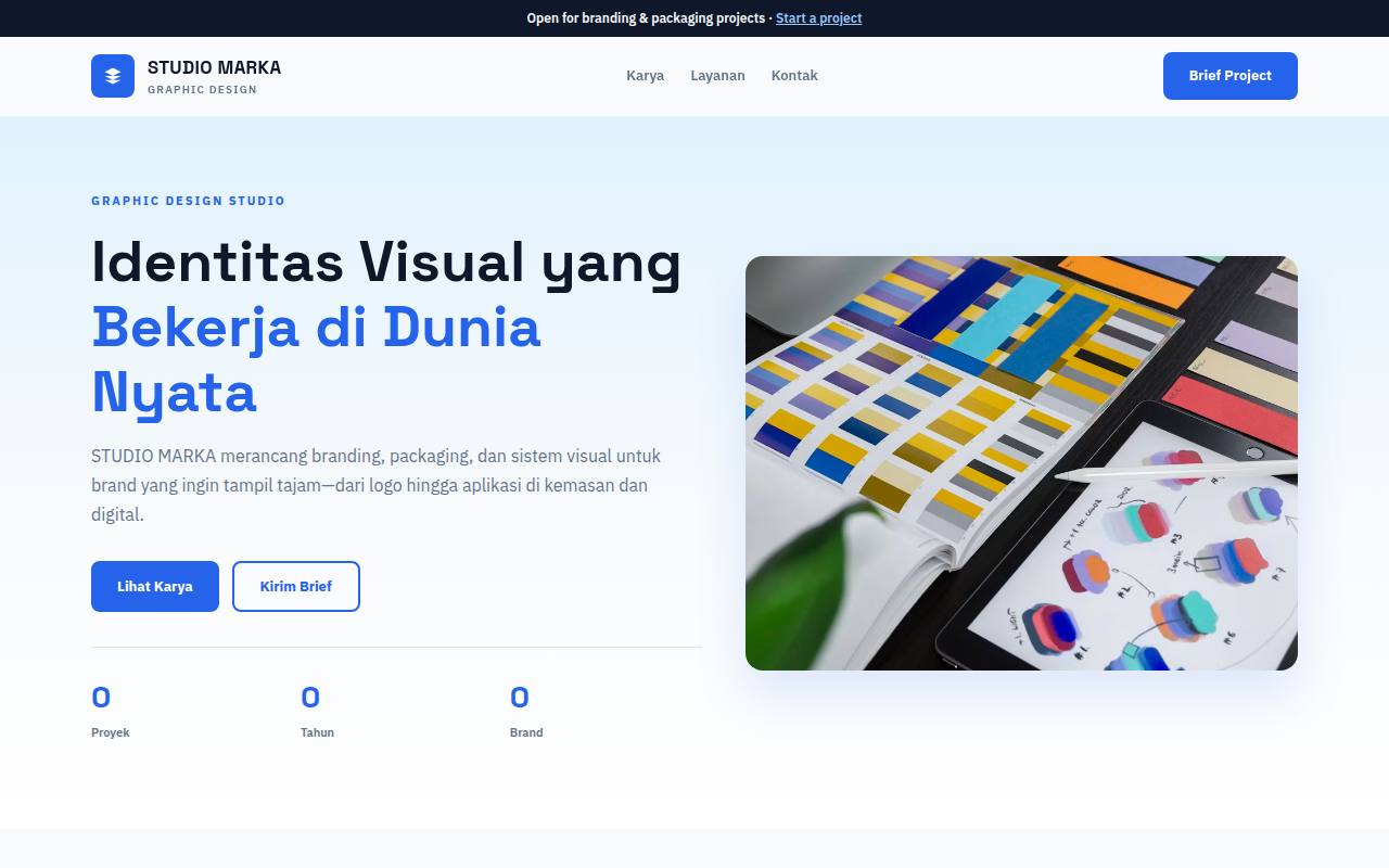 Template Website Portfolio Desainer Grafis - STUDIO MARKA