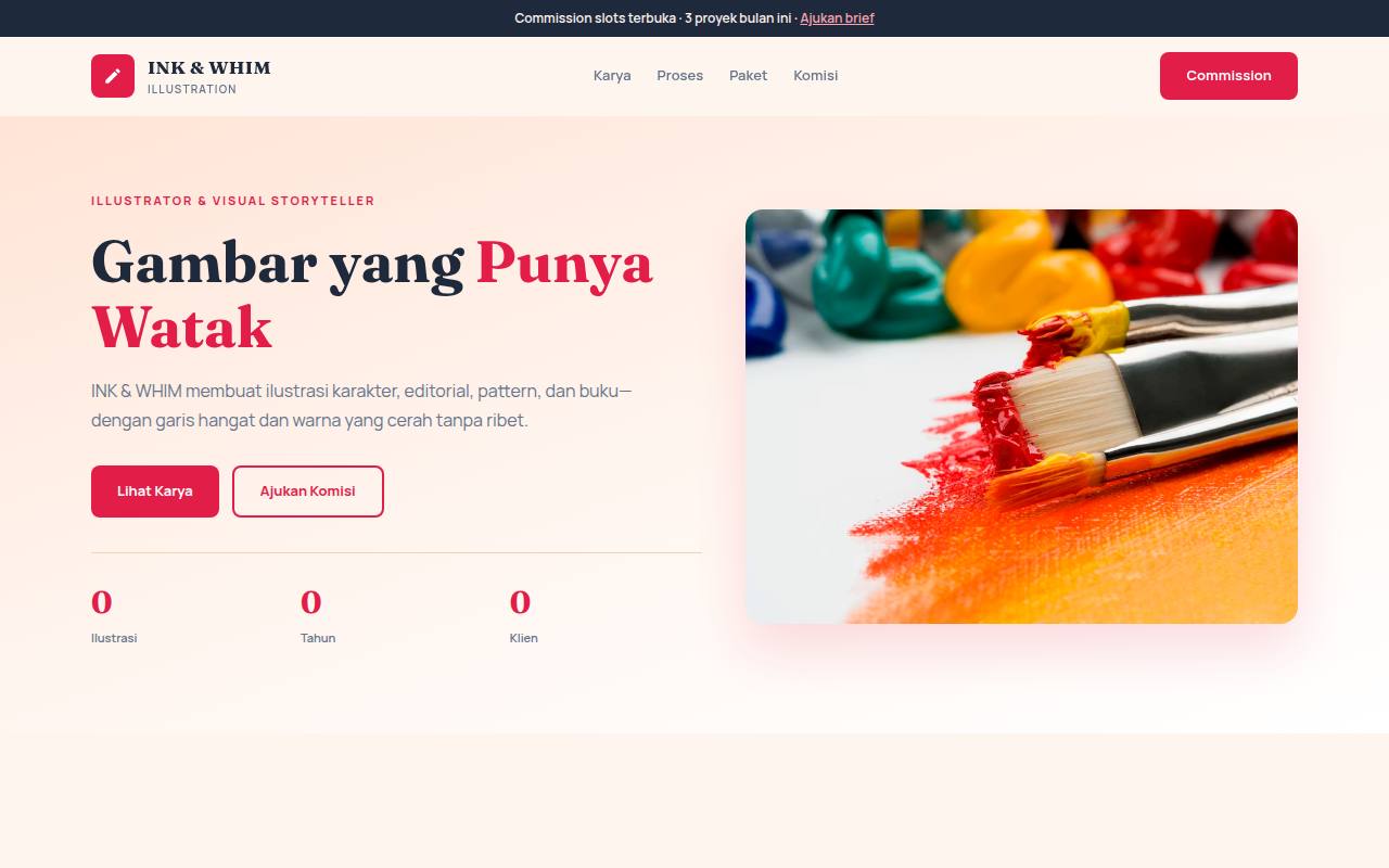 Template Website Portfolio Ilustrator - INK & WHIM