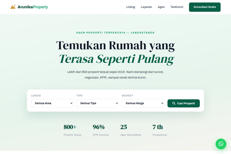 Template Website Agen Properti - Arunika Property