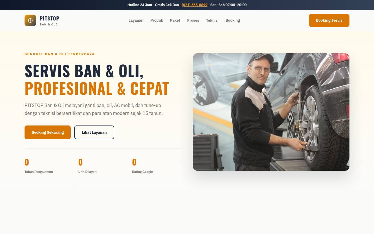 Template Website Pusat Ban & Oli - PITSTOP Ban & Oli