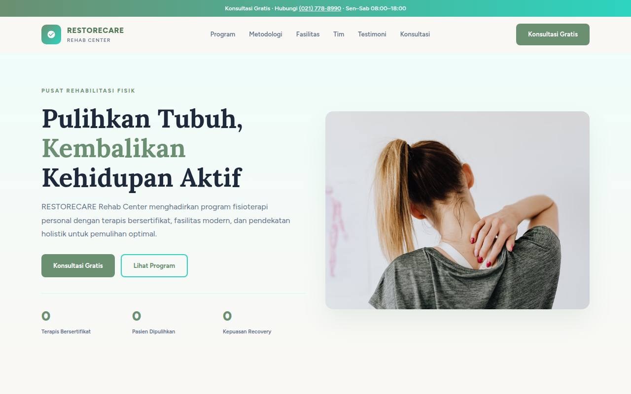 Template Website Pusat Rehabilitasi - RESTORECARE Rehab Center