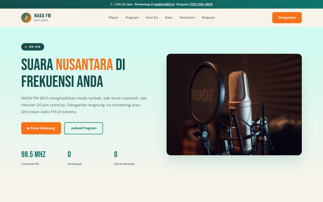 Template Website Radio Streaming - NADA FM 98.5