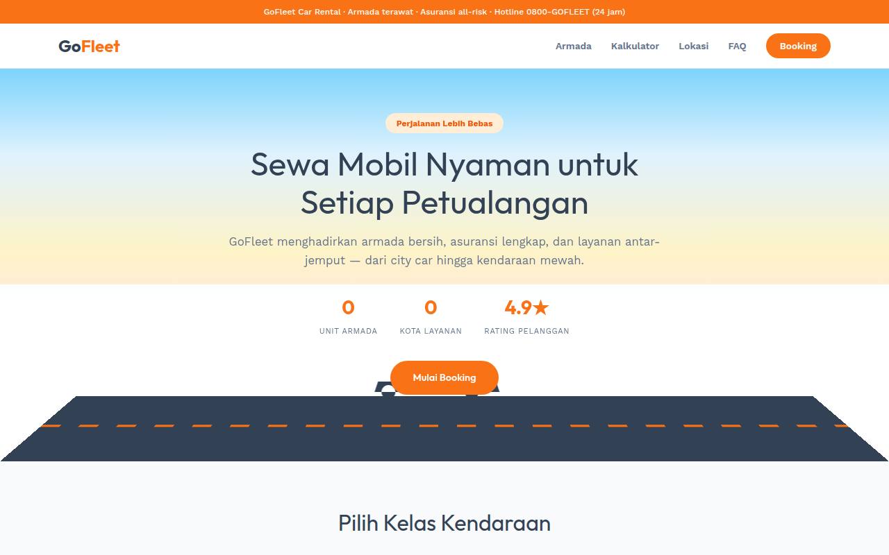 Template Website Rental Mobil - GoFleet Car Rental