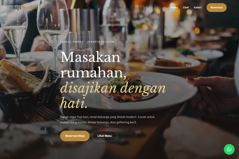Template Website Restoran Casual Dining - Saji Rumah