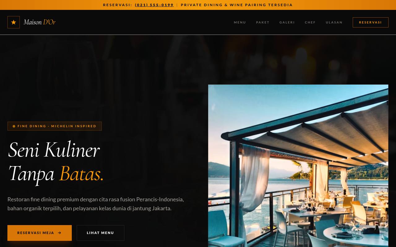 Template Website Restoran Mewah - MAISON D'OR