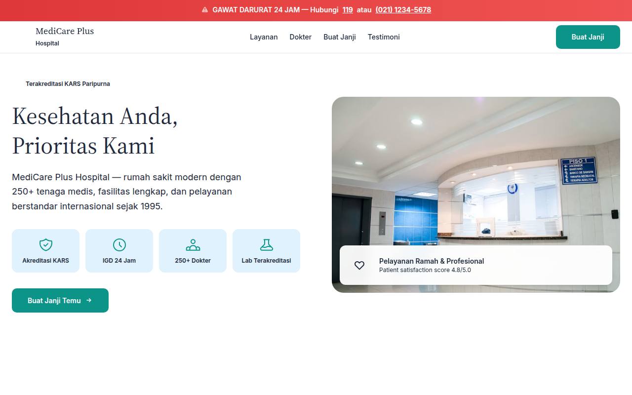 Template Website Rumah Sakit Umum - MediCare Plus Hospital