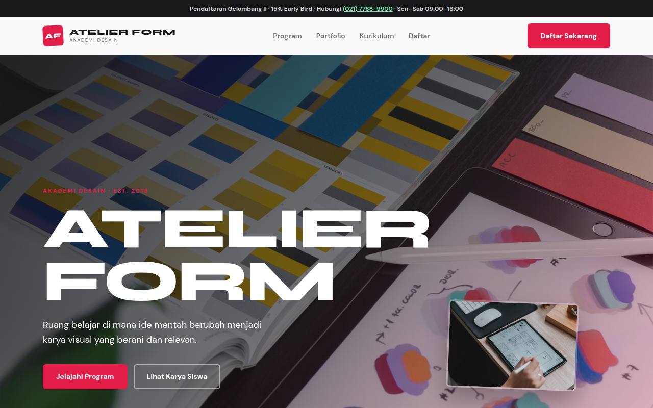 Template Website Sekolah Desain - ATELIER FORM