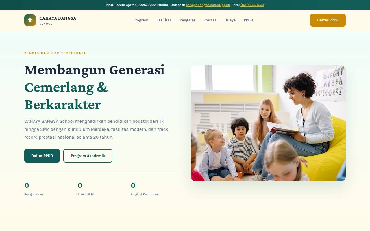 Template Website Sekolah & Pendidikan - CAHAYA BANGSA School