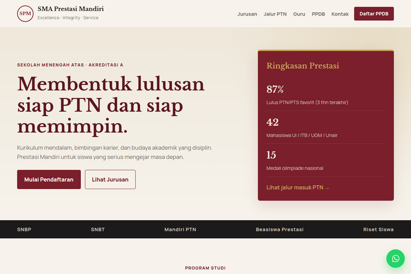 Template Website SMA - Prestasi Mandiri