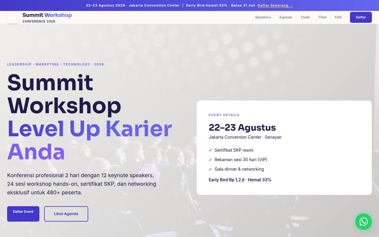 Template Website Seminar Workshop - SUMMIT WORKSHOP 2026