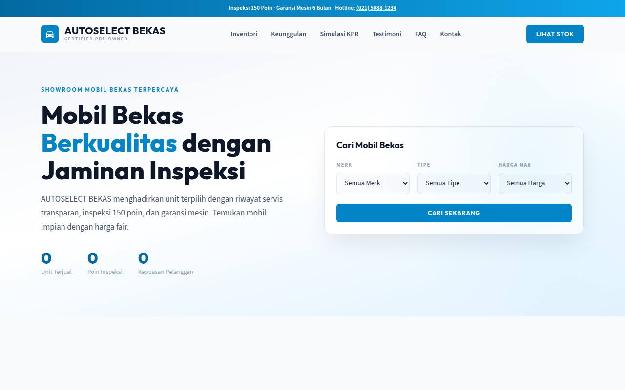 Template Website Showroom Mobil Bekas - AUTOSELECT BEKAS