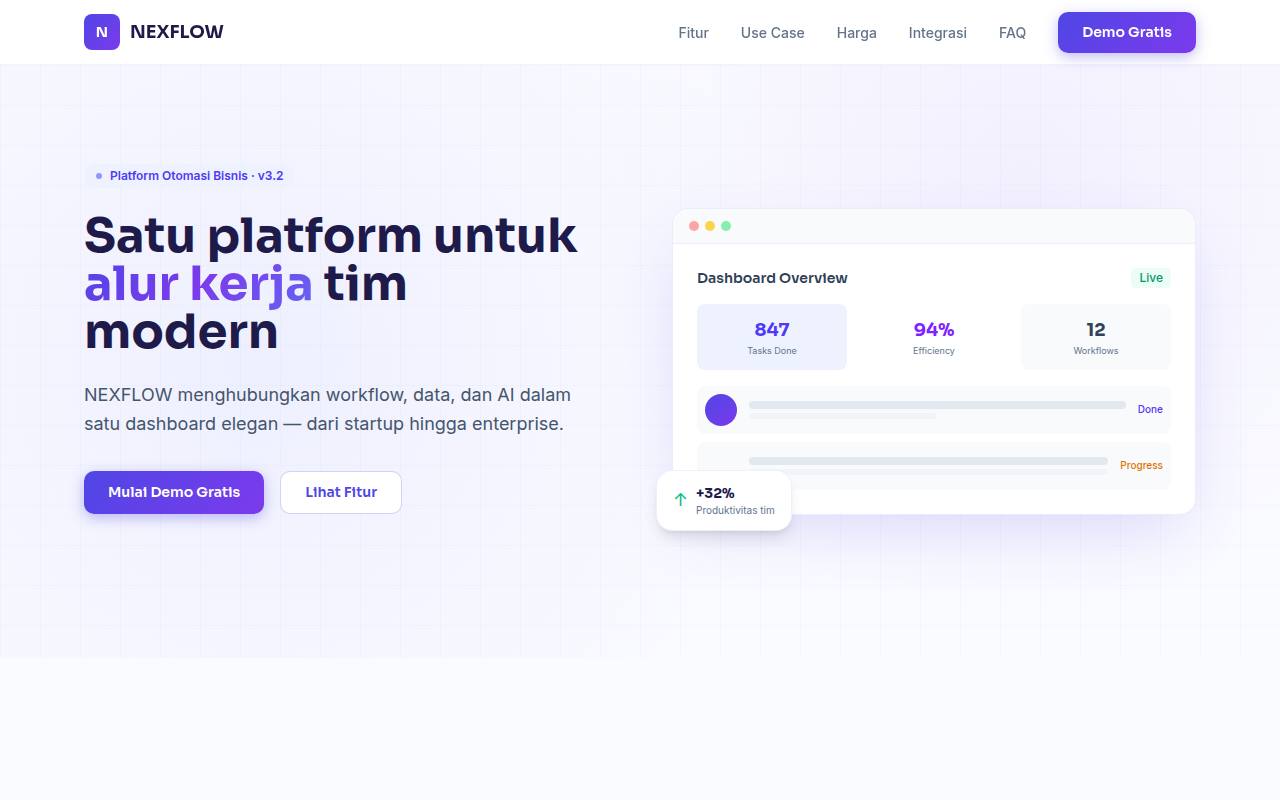 Template Website Startup Teknologi - NEXFLOW