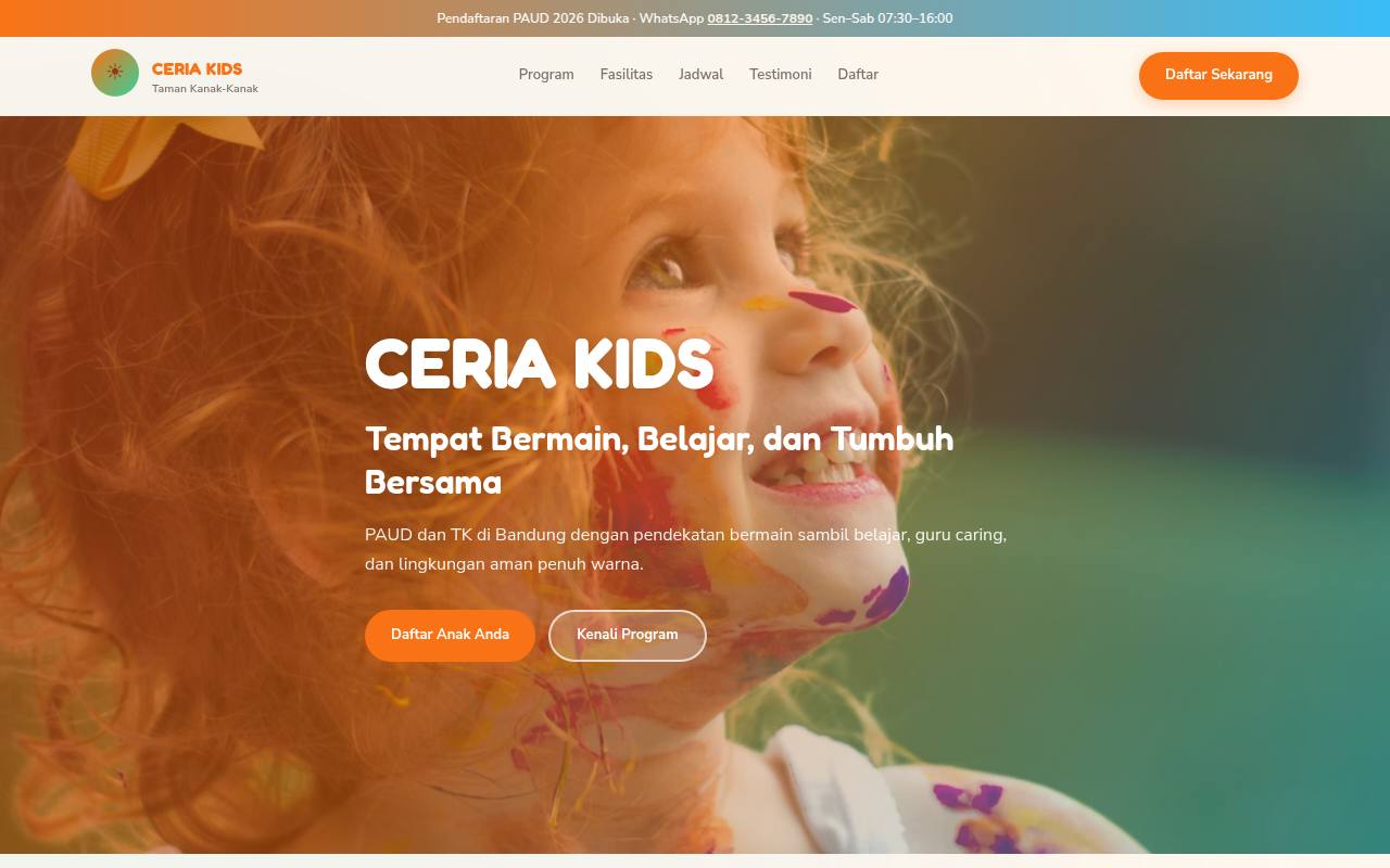 Template Website Taman Kanak-kanak (TK) - CERIA KIDS