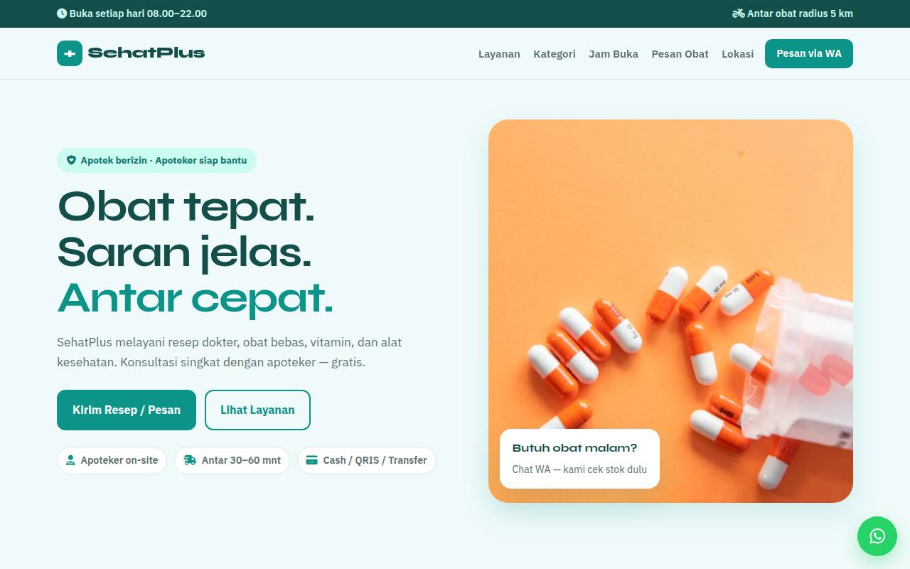 Template Website Apotek Farmasi — SehatPlus - Web Template
