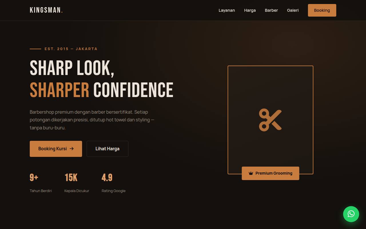 Template Website Barbershop — Kingsman Barber - Web Template