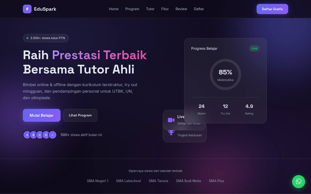 Template Website Bimbel — EduSpark Academy - Web Template