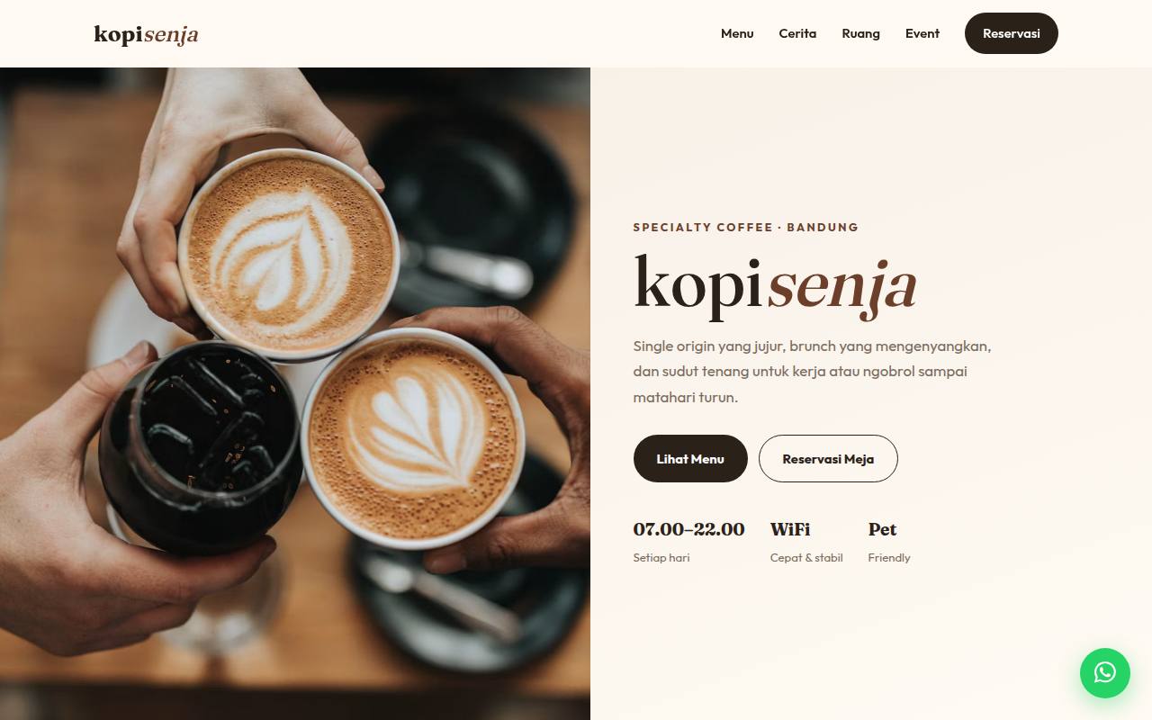 Template Website Cafe Coffee Shop — Kopi Senja - Web Template