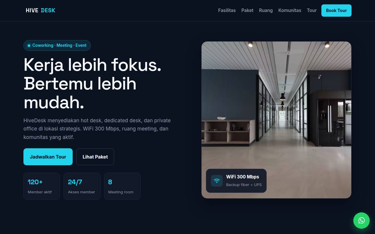 Template Website Coworking Space — HiveDesk - Web Template