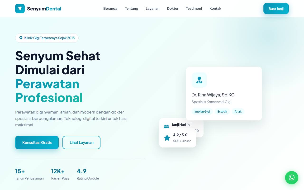 Template Website Klinik Gigi — Senyum Dental - Navbar