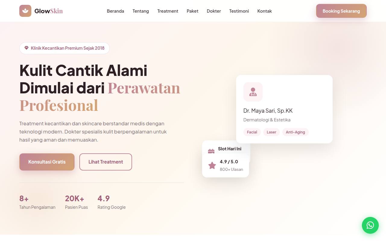 Template Website Klinik Kecantikan — GlowSkin Clinic - Web Template