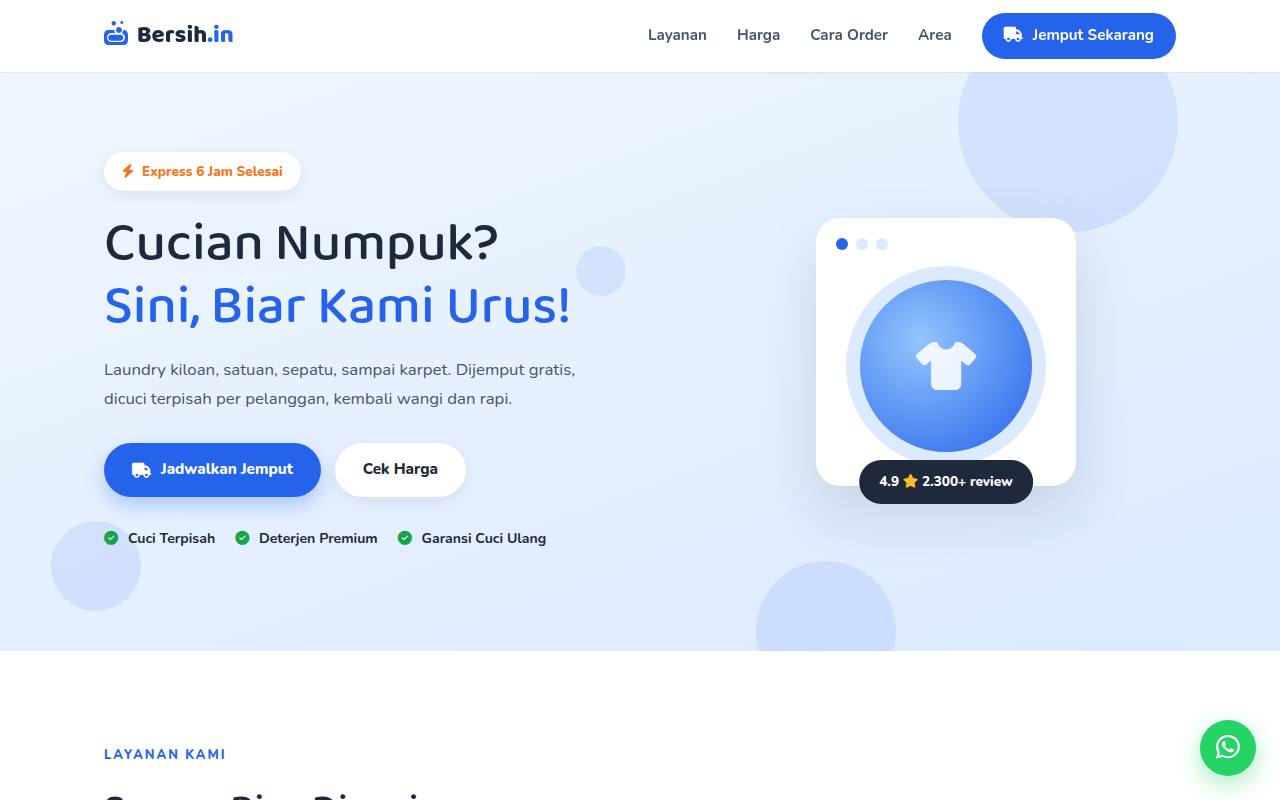 Template Website Laundry — Bersih.in - Web Template