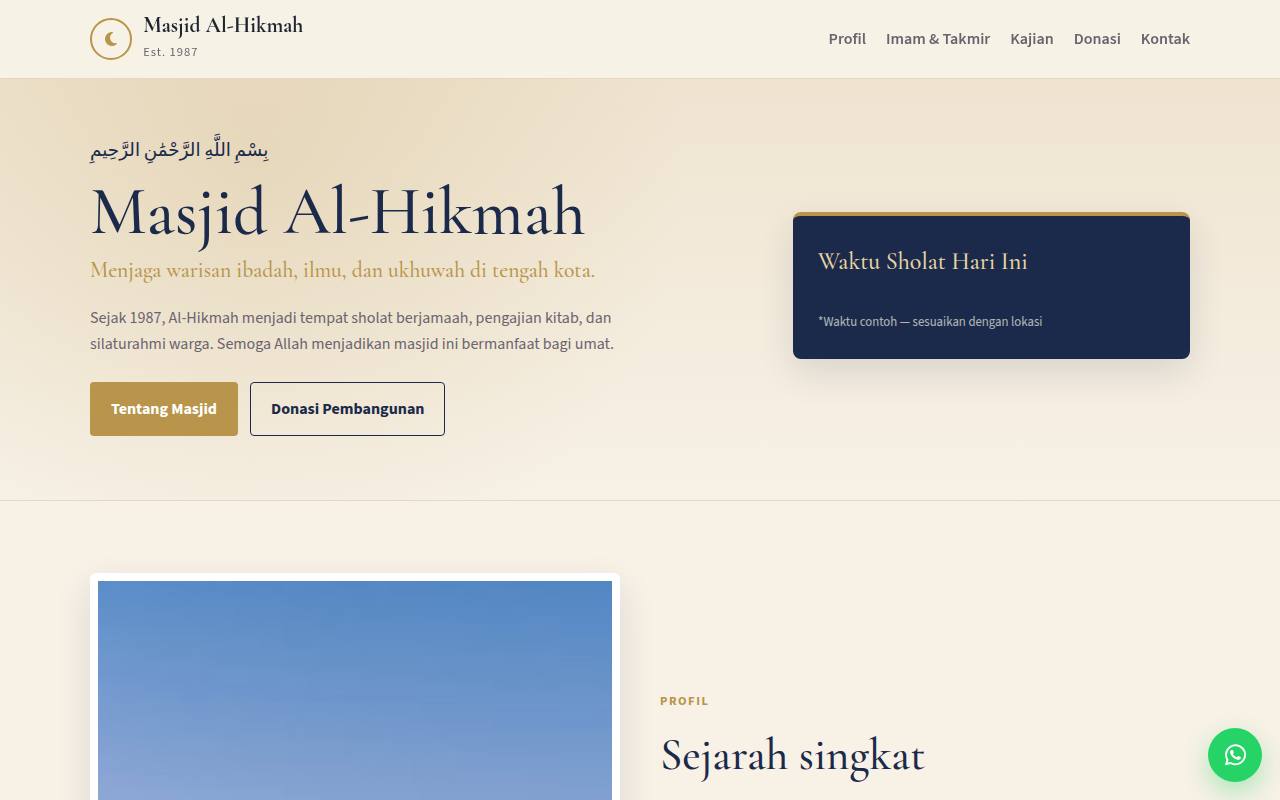 Template Website Masjid Klasik — Al-Hikmah - Web Template