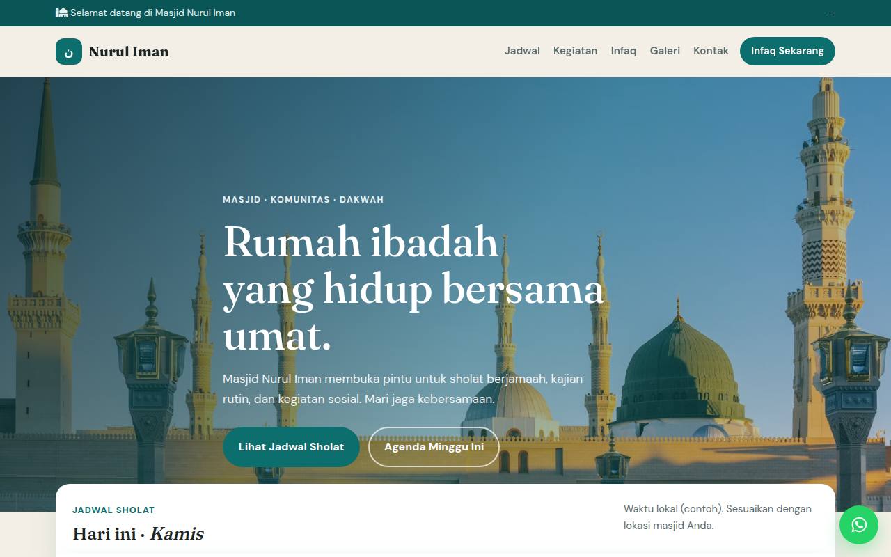 Template Website Masjid Modern — Nurul Iman - Web Template