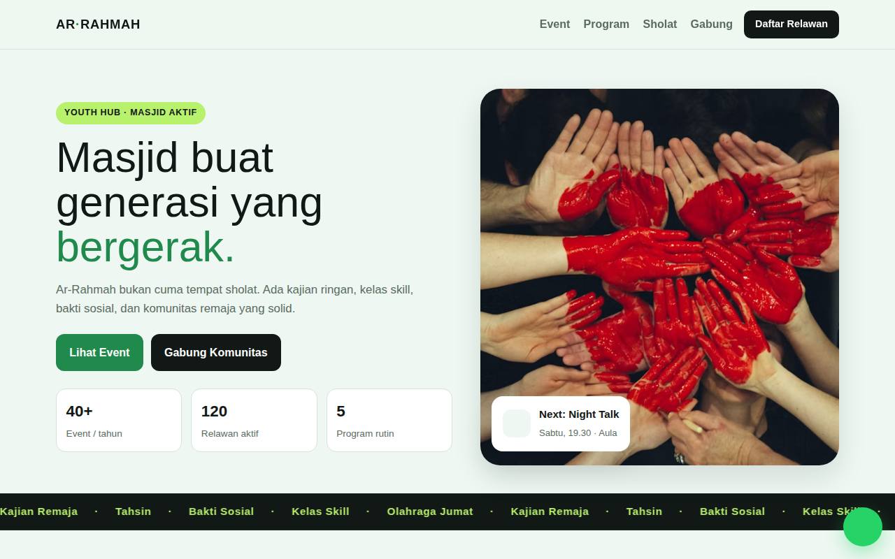 Template Website Masjid Youth — Ar-Rahmah - Web Template