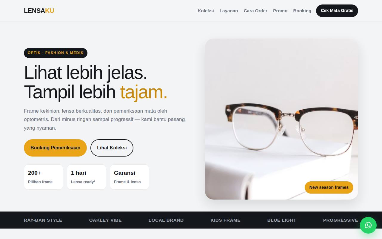 Template Website Optik Kacamata — LensaKu - Web Template