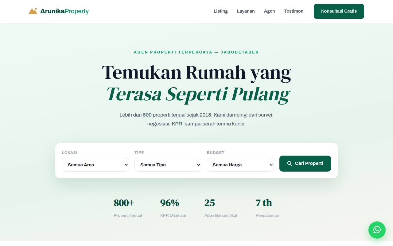 Template Website Agen Properti — Arunika Property - Web Template
