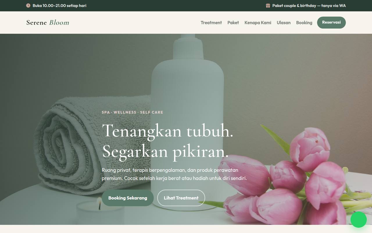 Template Website Spa & Wellness — Serene Bloom - Web Template
