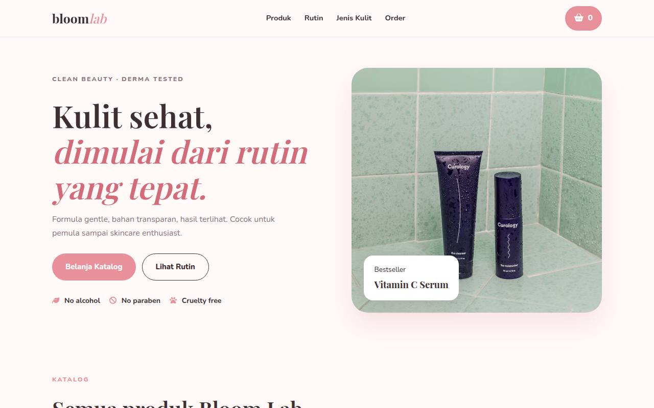 Template Website Skincare — Bloom Lab - Web Template