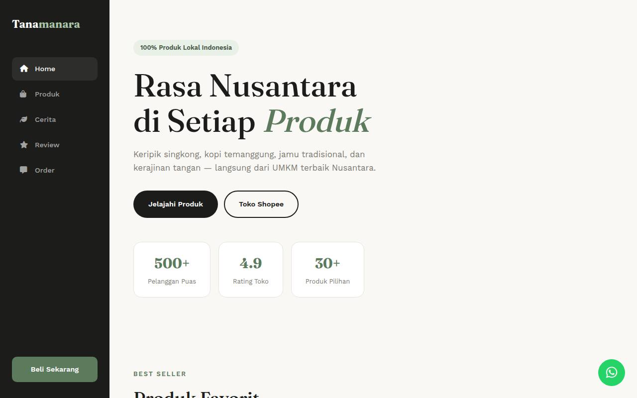 Template Website Toko UMKM — Tanamanara - Web Template