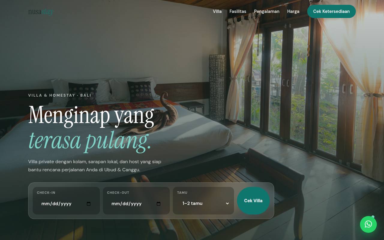 Template Website Villa Homestay — Nusa Stay - Web Template