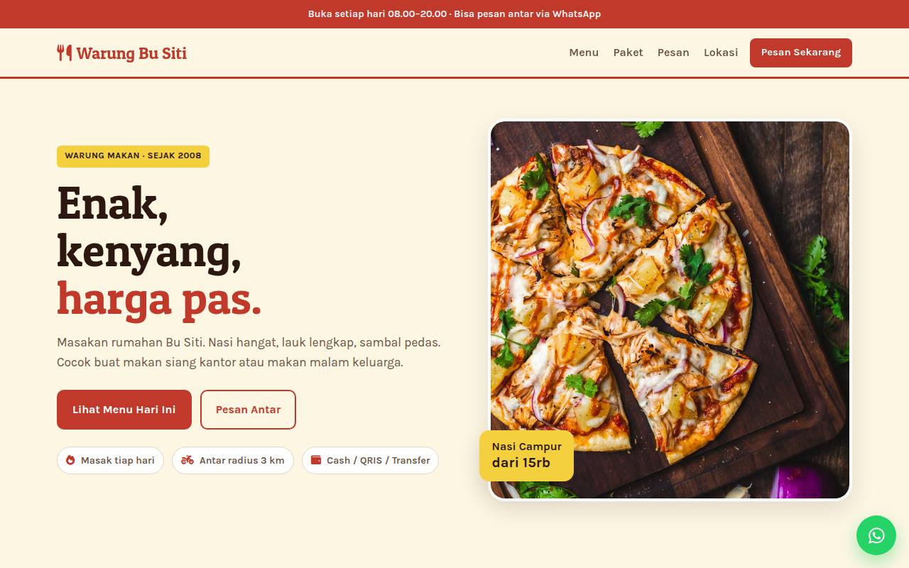Template Website Warung Makan — Warung Bu Siti - Web Template