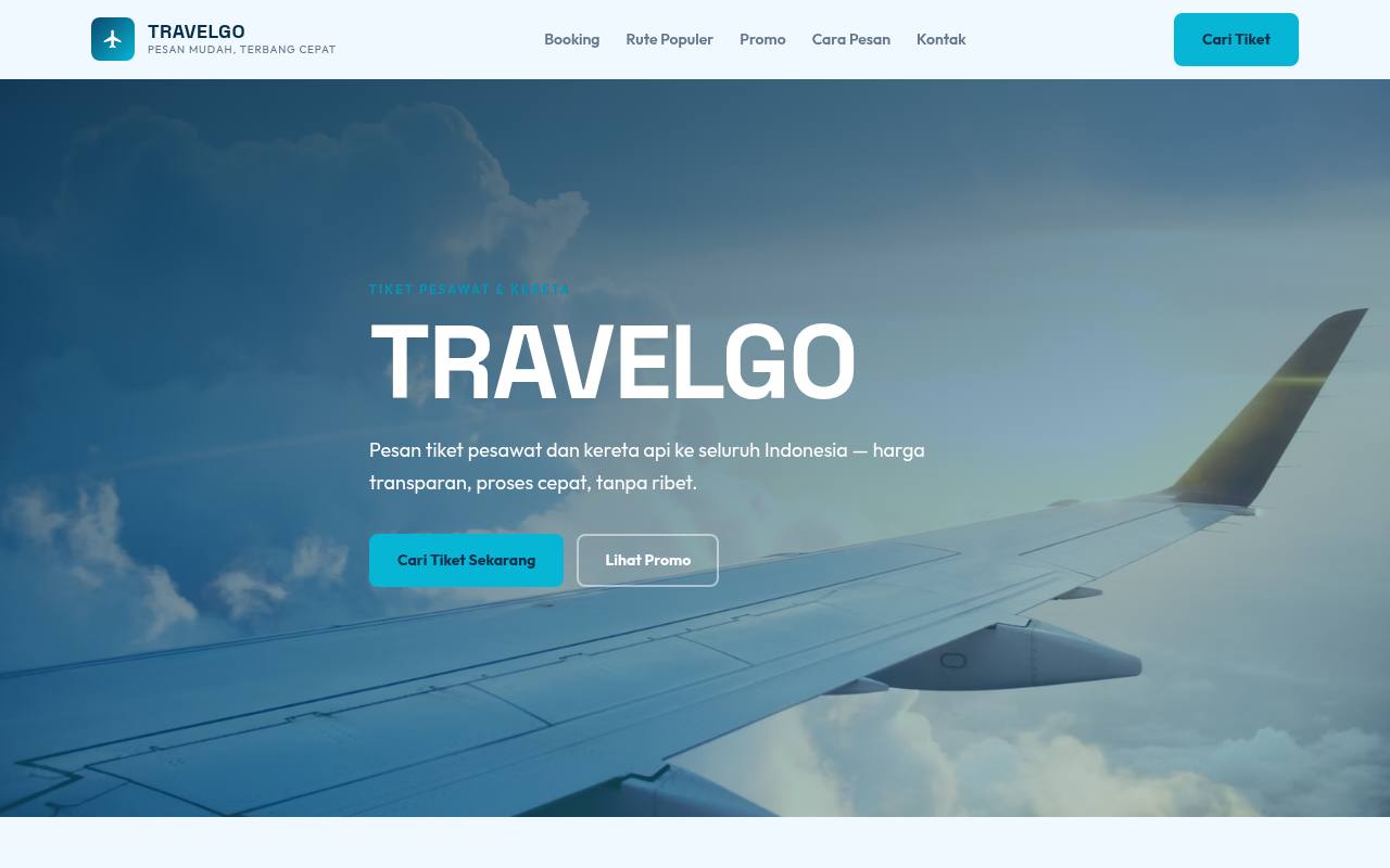 Template Website Tiket Pesawat & Kereta - TRAVELGO