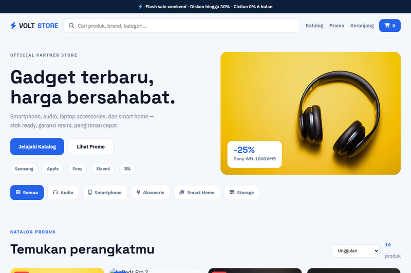 Template Toko Online Elektronik - VoltStore