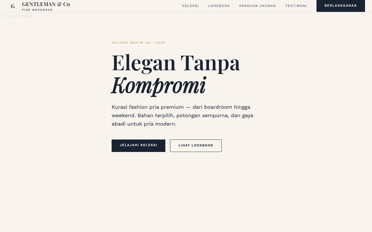 Template Website Toko Fashion Pria - GENTLEMAN & Co